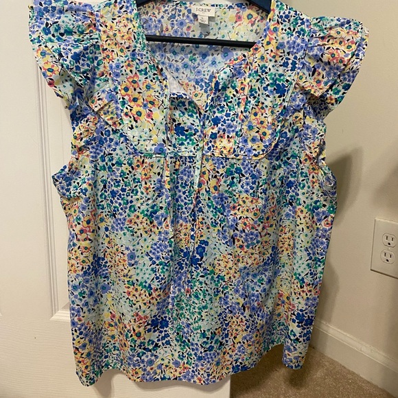 NWOT J CREW FACTORY FLORAL RUFFLE BLOUSE - Picture 1 of 6